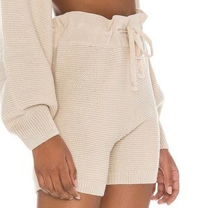 Onzie Ribbed Cozy Knit Biker Shorts Sand High Waisted